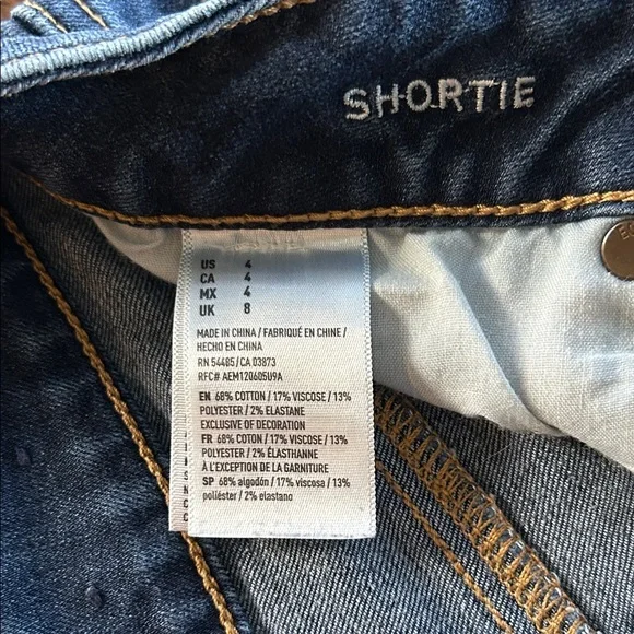 American Eagle Outfitters Dark Blue Jean Shorts Sz 4 - Picture 4 of 6